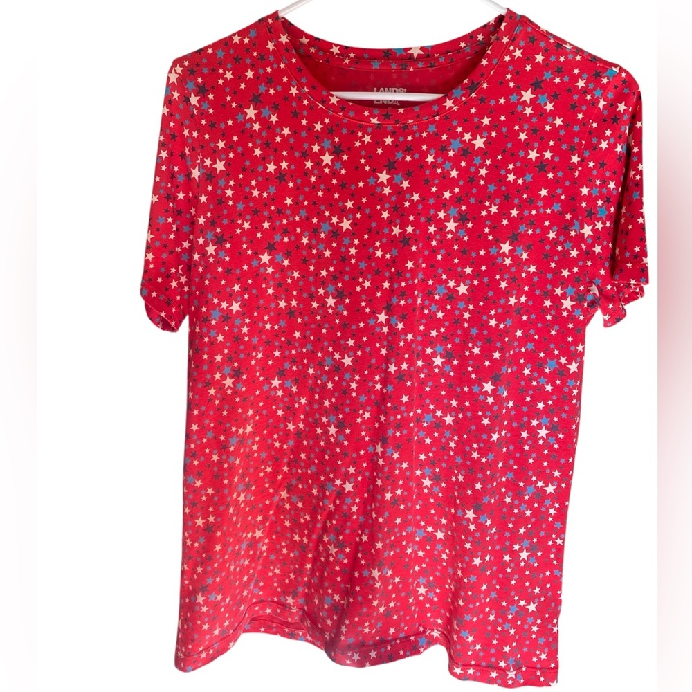 Lands’ End Red Star Print Tee Shirt – Size M (10-12)